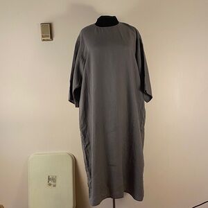 Elegant Gray Linen Midi Maxi Women's Dress
